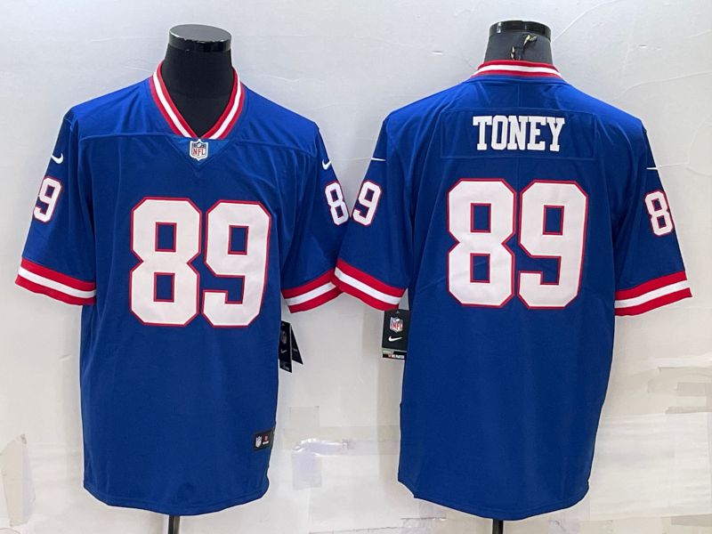Men New York Giants #89 Toney Blue Throwback 2022 Nike Limited Vapor Untouchable NFL Jersey